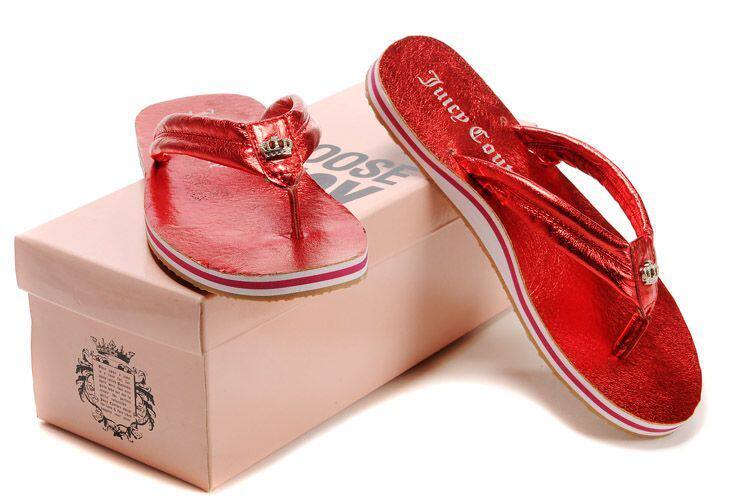2010新款热销juicy couture 橘滋时尚女式人字拖鞋 幸运红色