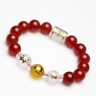  开光正品年吉祥物天然红玛瑙四神兽猴鼠龙三奇申子辰玄武手链