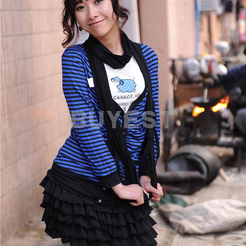 [<span class=H>ON</span><span class=H>LY</span> SZ]2011秋装特价清仓 条纹中长款开衫长袖T恤女装正品