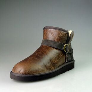  Minisheep独家男女同款羊皮毛一体防水搭扣时尚低筒雪地靴