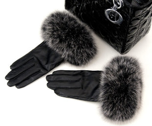 Recommended beauty girl-pound Grand luxury small parchment smooth Fox wool with cashmere gloves
