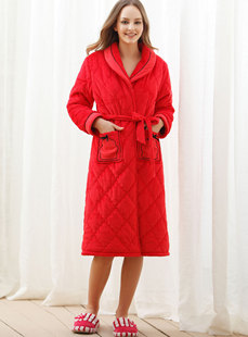 Dream ba Sally female underwear festival gorgeous coral flocking clip cotton household robe 01483