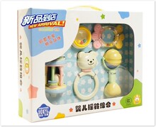 正品谷雨3208 婴儿摇铃组合(8件)益智玩具宝宝玩具0-1岁