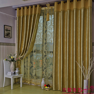 欧式高档全遮光紫色窗帘遮阳隔音窗帘客厅卧室阳台遮光布隔热加。