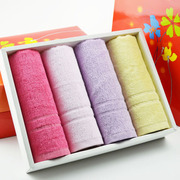 彩色竹纤维毛巾礼盒，六条装刺绣logo印刷包装礼物烫金妇女神节