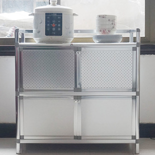 中式简易不锈钢碗柜橱柜厨房储物柜阳台铝合金柜子餐边柜