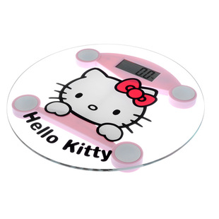 Hello Kitty电子称体重秤精准液晶显示人体秤圆形透明秤卡通夜光