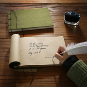 毛毡复古线装本子空白纸日记，女神礼物怀旧牛皮留言手帐笔记事本