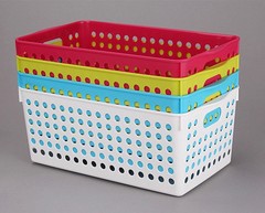 日本进口inomata塑料置物筐 文件整理篮 零食杂物收纳4577
