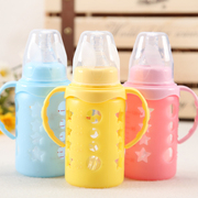 婴儿奶瓶宝宝新生儿标准口径，玻璃奶瓶防摔奶瓶喝水奶瓶带手柄