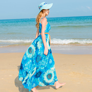 泰国沙滩裙海滩长裙女夏大码胖mm波西米亚，海边度假显瘦吊带连衣裙