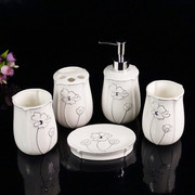 欧式陶瓷卫浴五件套装陶瓷，浴室用品洗漱套件，牙刷杯具套件新婚