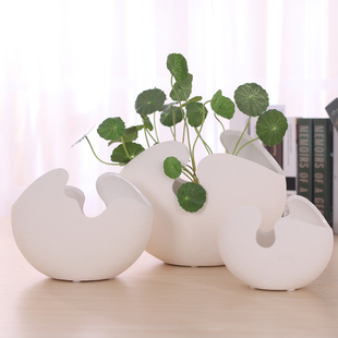 现代简约白色陶瓷花瓶摆件客厅电视柜茶几玄关创意插花花瓶摆设