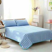 轻奢高细精纺纯棉粗布床单三件套条纹加厚夏季凉席床上用品2x2.3m