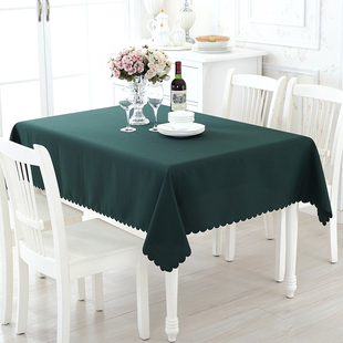 加厚纯色桌布布艺长方形，会议桌布办公台布茶几布，墨绿色饭店餐桌布