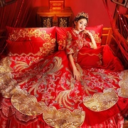 中式嫁衣结婚新娘秀禾服复古婚纱礼服红色，敬酒服龙凤褂抖音
