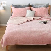 加厚法莱绒毯子双面绗缝被毛绒毯床盖毯子纯色床单可机洗纤之色