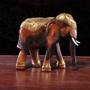 东南亚玄关摆设创意可爱实木大象摆件，客厅酒店装饰品动物桌面招财