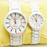 钢带情侣手表水钻手表，防水女士白色石英腕表，时尚韩国韩版学生
