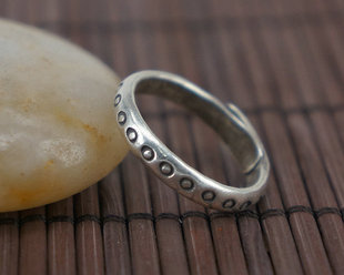 泰银 清迈925纯银 纯手工个性 原创 戒指 隐形开口 女式银小戒指