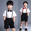 男童白色短袖衬衫西裤，黑短裤套装红领结，表演服儿童花童礼服演出服