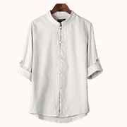 男士衬衫men long sleeve cotton linen shirt mens dress shirts