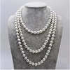 天然珍珠10-11MM天然淡水珍珠项链多层毛衣链 大溪地白色珠