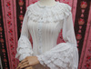 原创设计lolita洋装姬袖复古公主风长袖衬衫，修身蕾丝雪纺衫
