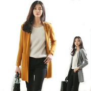 韩版修身羊绒大衣女，中长款加厚开衫，羊绒衫开襟毛衣外套针织衫