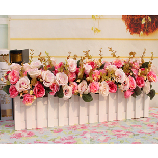 木栅栏套装仿真假花30/50cm 多款客厅摆放餐桌花艺装饰花绢花