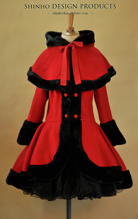 售完展示·星河设计k安娜动漫，衍生lolita羊毛呢女装大衣加厚红