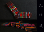 秋冬民族风原单棉女袜，男袜粗线复古外贸中筒袜