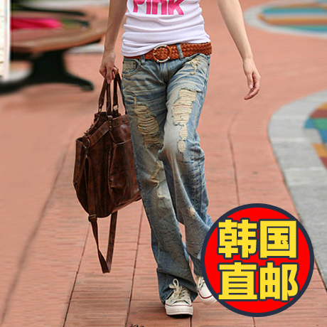 7折 韩国 牛仔裤春秋季女装欧洲站乞丐 潮破洞