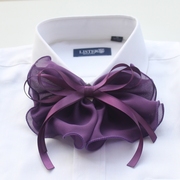 空姐银行胸针饰品职业，领花蝴蝶结服务员，领结女学生领巾雪纺款紫