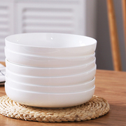 家用6只装组合餐盘菜盘子纯白色碟子陶瓷汤盘套装菜盘骨瓷深盘