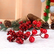 仿真浆果单支小樱桃糖果圣诞豆，装饰品diy配件圣诞树藤条花环材料