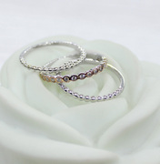 银时代925纯银饰 3个一套女戒 玫瑰金戒指 节日礼物 气质彩金戒指