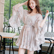 雪纺连衣裙两件套2017秋装女装韩版长袖时尚气质修身显瘦中裙