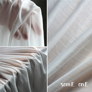 线条白色雪纺肌理纱刺绣布料蕾丝礼服连衣裙进口设计师时装面料