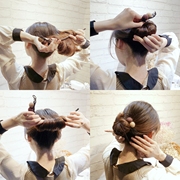 韩国气质丸子头盘发器造型器，懒人头饰珍珠花朵，烧边盘发神器发饰女