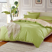 床上用品水洗棉双拼，四件套简约格调风绗缝斜纹，素色纯色四件套