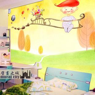 儿童房墙纸壁纸卡通动漫画，可爱小朋友大型壁画客厅电视沙发背景墙