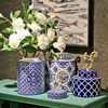 欧式青花瓷圆罐美式新中式家居餐桌电视柜玄关花瓶装饰品陶瓷摆件