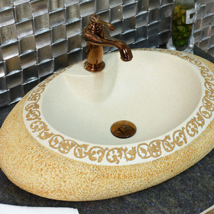 meaka茗嘉欧式台盆洗手盆卫浴，洗脸洁具地中海，美式艺术石头台盆