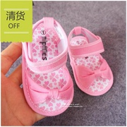 粉色布面蝴蝶结婴儿凉鞋，夏季女宝宝，步前鞋软底学步鞋0-1岁
