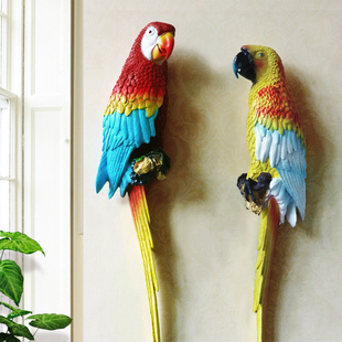 欧式田园创意立体大鹦鹉，壁饰壁挂墙饰挂饰，家居客厅墙上装饰品挂件