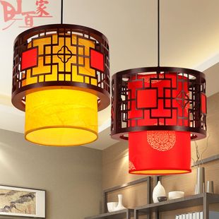 中式古典羊皮吊灯实木单头过道，阳台灯复古茶楼餐厅灯酒店大堂吊灯