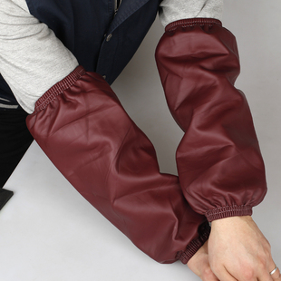 韩版皮革防水防油污袖套，成人女套袖pu加大加厚长款护袖男秋冬