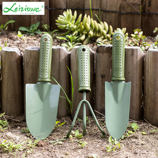 莱之秀家庭园艺铲子，挖土种菜盆栽种花种植工具，加厚铁质铁锹三件套
