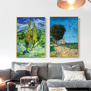 梵高松柏欧式古典风景油画组合抽象装饰画壁画玄关走廊油画挂画